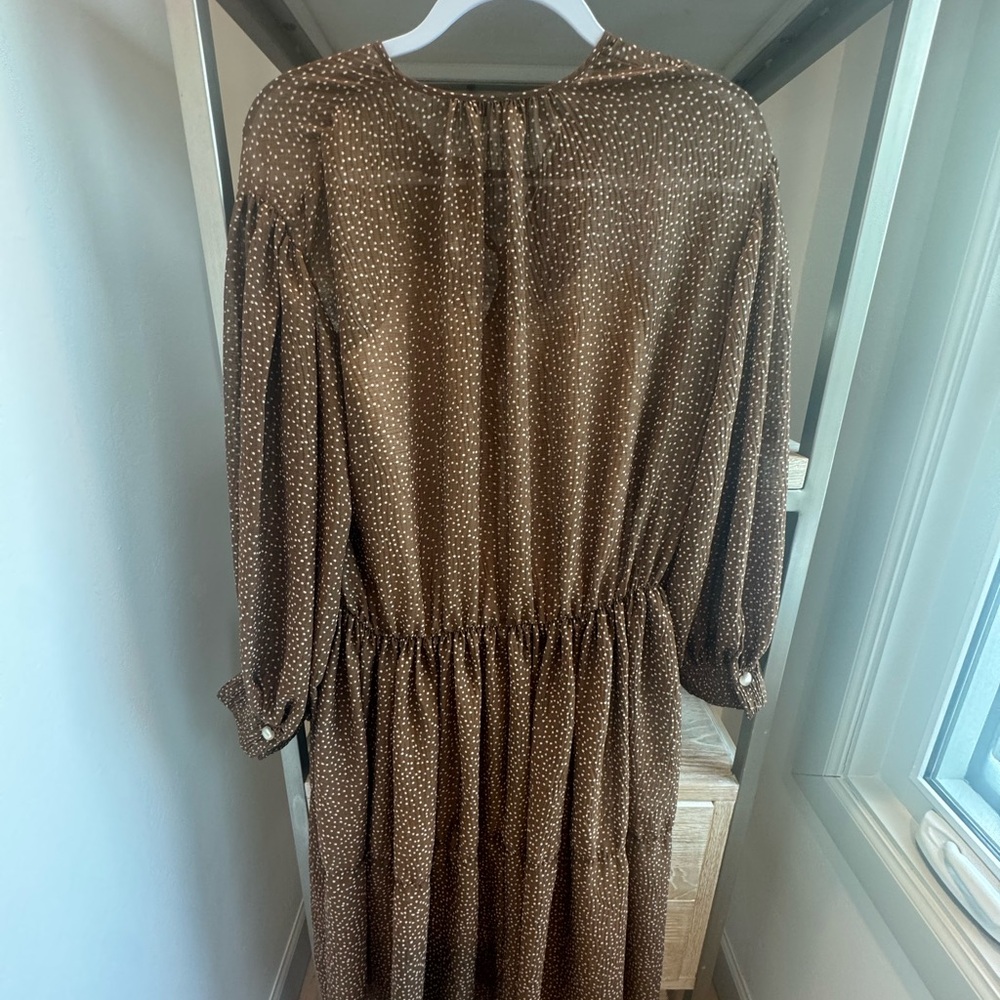 Vince Starry Dot Brown Long Sleeve Dress - Picture 3 of 9